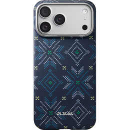 Чехол Pitaka Ultra-Slim Case для iPhone 17 Pro Max, принт: синие снежинки (Blue Threads of Winter)