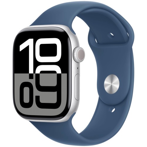 Часы Apple Watch Series 10 46mm Silver Aluminium Case, Sport Band (Denim) M/L - изображение 1
