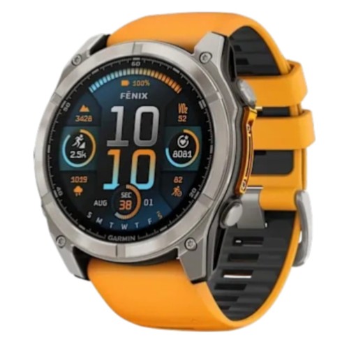Умные часы Garmin FENIX 8 47mm Amoled Sapphire Titanium With Spark Orange/Grapphite Silicone Band