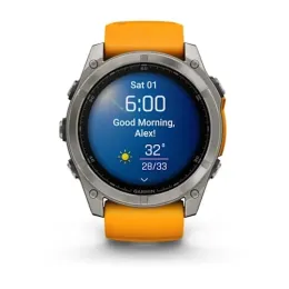 Умные часы Garmin FENIX 8 47mm Amoled Sapphire Titanium With Spark Orange/Grapphite Silicone Band