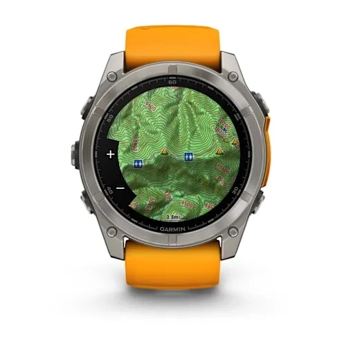 Умные часы Garmin FENIX 8 47mm Amoled Sapphire Titanium With Spark Orange/Grapphite Silicone Band