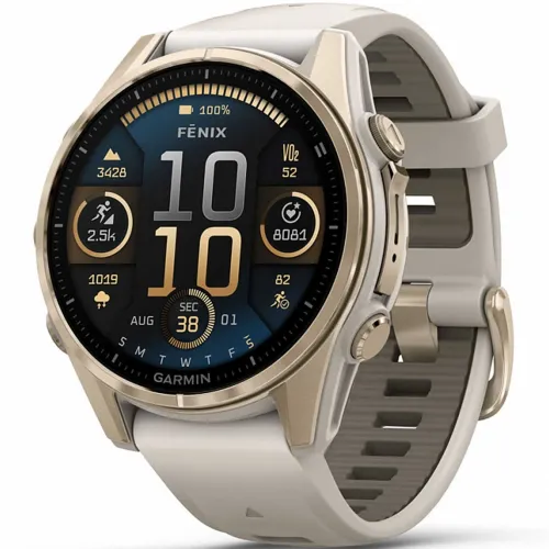 Умные часы Garmin FENIX 8 43mm Amoled Sapphire Soft Gold with Fog Gray/Dark Sandstone Silicone Band