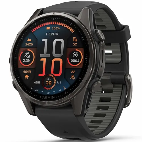 Умные часы Garmin FENIX 8 43mm Amoled Sapphire Carbon Gray DLC Titanium With Black/Pebble Gray Silicone