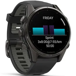 Умные часы Garmin FENIX 8 43mm Amoled Sapphire Carbon Gray DLC Titanium With Black/Pebble Gray Silicone