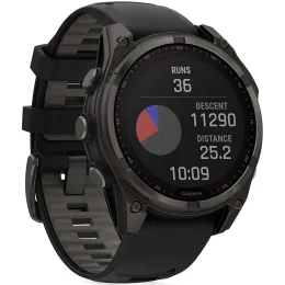 Умные часы Garmin FENIX 8 47mm Solar Sapphire Carbon Gray DLC Titanium With Black/Pebble Gray Silicone