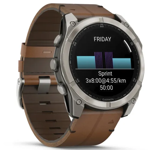 Умные часы Garmin FENIX 8 51mm Amoled Sapphire Bare Titanium Black with Chestnut Leather Band+Grapphite Silicone Band