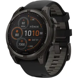 Умные часы Garmin FENIX 8 PRO 47mm Amoled Sapphire Lens Carbon Grey DLC Tinanium With Black/Pebble Gray Silicone Band
