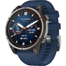 Умные часы Garmin QUATIX 8 51mm Amoled Sapphire Titamium Bezel With Captain Blue Silicone Band