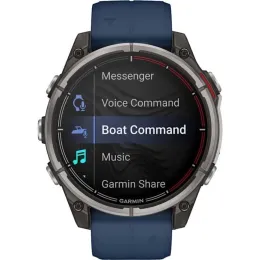 Умные часы Garmin QUATIX 8 51mm Amoled Sapphire Titamium Bezel With Captain Blue Silicone Band