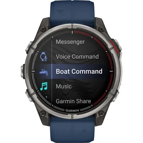 Умные часы Garmin QUATIX 8 47mm Amoled Sapphire Titamium Bezel With Captain Blue Silicone Band