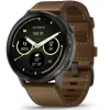 Умные часы Garmin VENU 4 45mm Slate Bezel With Black Silicone Band And Brown Leather Band