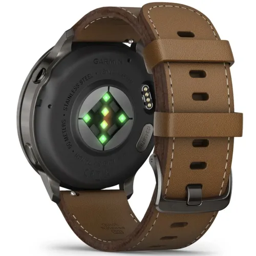 Умные часы Garmin VENU 4 45mm Slate Bezel With Black Silicone Band And Brown Leather Band