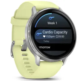 Умные часы Garmin VENU 4 45mm Silver Bezel With Citron Silicone Band