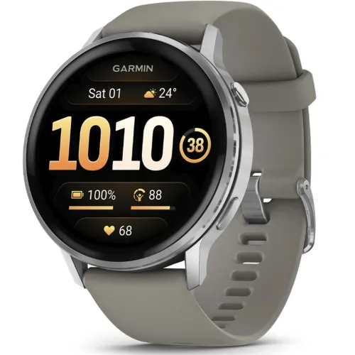 Умные часы Garmin VENU 4 45mm Silver Bezel With Silver Gray Silicone Band