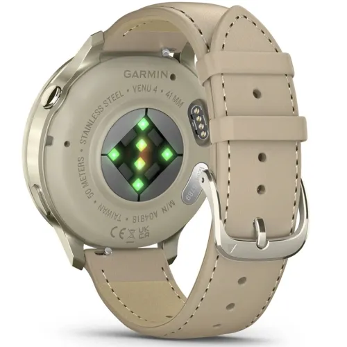 Умные часы Garmin VENU 4 41mm Lunar Gold with Bone Silicone Band and Light Sand Leather Band