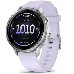 Умные часы Garmin VENU 4 41mm Silver Bezel With Periwinkle Silicone Band