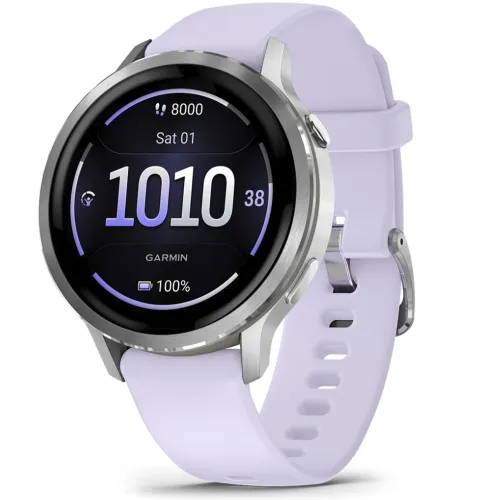 Умные часы Garmin VENU 4 41mm Silver Bezel With Periwinkle Silicone Band