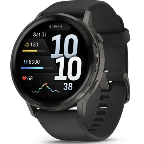 Умные часы Garmin VENU 4 45mm Slate Bezel With Black Silicone Band