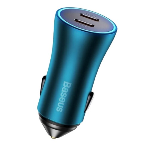 Адаптер Baseus Golden Contactor Pro Dual USB-C 40W (Blue)