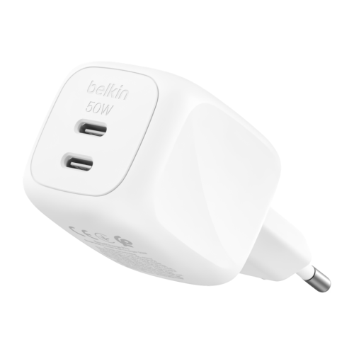Сетевое зарядное устройство Belkin BoostCharge Pro мощностью 50 Вт (2 USB-C) (GaN) (WCH019)