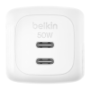 Сетевое зарядное устройство Belkin BoostCharge Pro мощностью 50 Вт (2 USB-C) (GaN) (WCH019) - миниатюра 1