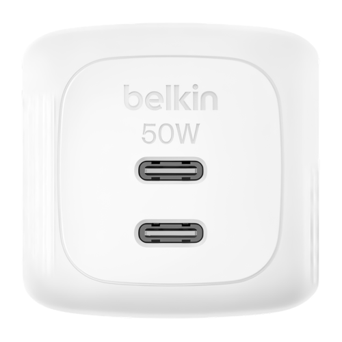 Сетевое зарядное устройство Belkin BoostCharge Pro мощностью 50 Вт (2 USB-C) (GaN) (WCH019) - изображение 1