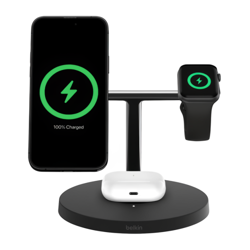 Зарядная станция MagSafe Belkin BoostCharge Pro для iPhone, Apple Watch и AirPods (Qi2) (WIZ032, EU) - изображение 3