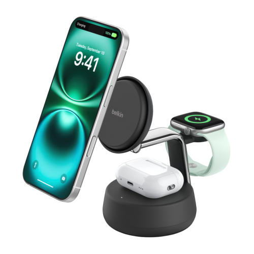 Зарядная станция MagSafe с активным охлаждением Belkin UltraCharge Pro для iPhone, Apple Watch и AirPods (Qi2.2) (WIZ040, EU)