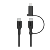 Кабель с оплёткой и ремешком Belkin BoostCharge Pro USB-C — USB-C, Lightning (USB 2.0) (1,5 м) (CAC003) - миниатюра 1