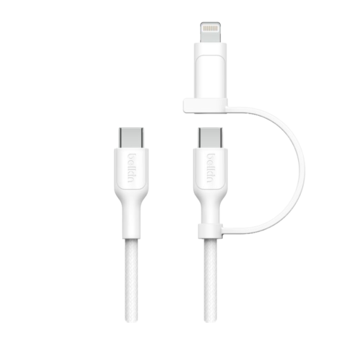 Кабель с оплёткой и ремешком Belkin BoostCharge Pro USB-C — USB-C, Lightning (USB 2.0) (1,5 м) (CAC003) - изображение 5