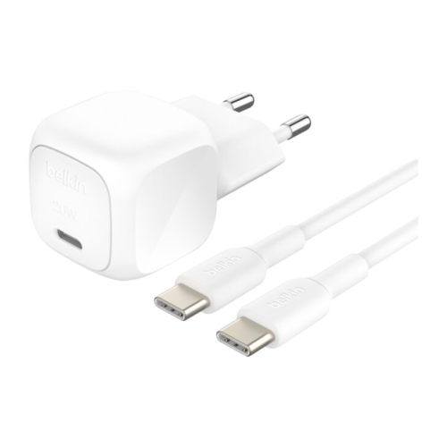 Сетевое зарядное устройство Belkin BoostCharge мощностью 20 Вт (USB-C) и кабель USB-C (1 м) (WCA009)