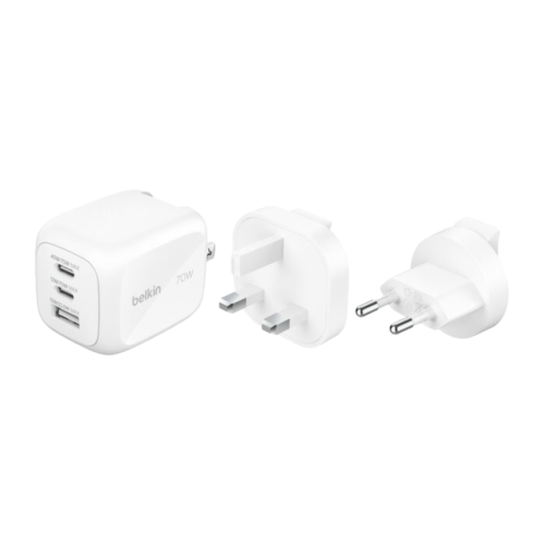 Сетевое зарядное устройство Belkin BoostCharge Pro мощностью 70 Вт (2 USB-C, USB-A) (GaN) (WCH018) - изображение 2