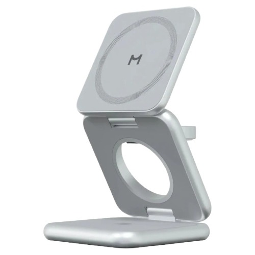 Беспроводное зарядное устройство Magssory Fold Pro 3-in-1 for Apple MagSafe Qi2 (Silver)