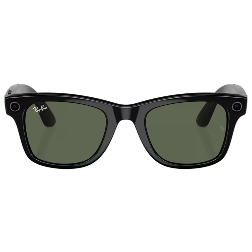 Умные очки Ray-Ban Wayfarer RW4006 (Матовая чёрная оправа, линзы с зелёным автозатемнением), размер M - изображение 1