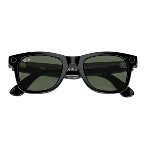 Умные очки Ray-Ban Wayfarer RW4008 (Матовая чёрная оправа, линзы с зелёным автозатемнением), размер L