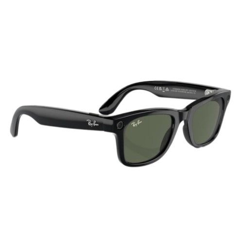 Умные очки Ray-Ban Wayfarer RW4008 (Матовая чёрная оправа, линзы с зелёным автозатемнением), размер L - изображение 1