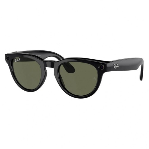 Умные очки Ray-Ban Headliner RW4009 (Глянцевая чёрная оправа, линзы поляризованные зелёные), размер M - изображение 1
