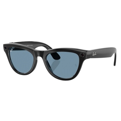 Умные очки Ray-Ban Skyler RW4010 (Глянцевая чёрная оправа, линзы прозрачно-голубые), размер M