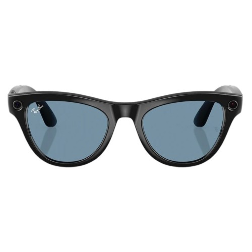 Умные очки Ray-Ban Skyler RW4010 (Глянцевая чёрная оправа, линзы прозрачно-голубые), размер M - изображение 1