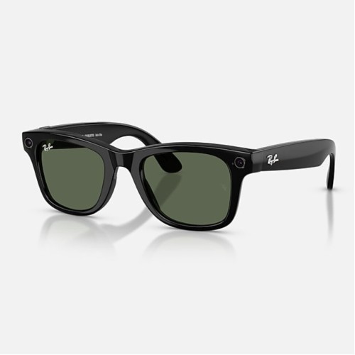 Умные очки Ray-Ban Wayfarer Gen 2 RW4012 (глянцевая чёрная оправа, линзы с зелёным автозатемнением), размер M - изображение 2