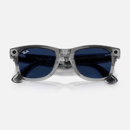 Умные очки Ray-Ban Wayfarer Gen 2 RW4012 (глянцевая прозрачно-серая оправа, линзы с синим автозатемнением), размер M - изображение 3