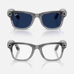 Умные очки Ray-Ban Wayfarer Gen 2 RW4012 (глянцевая прозрачно-серая оправа, линзы с синим автозатемнением), размер M - изображение 4
