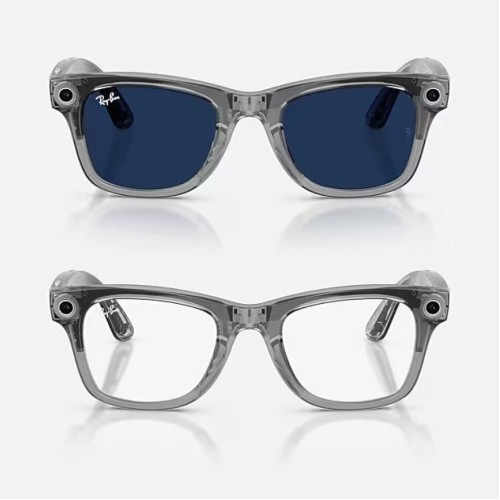 Умные очки Ray-Ban Wayfarer Gen 2 RW4012 (глянцевая прозрачно-серая оправа, линзы с синим автозатемнением), размер M - изображение 4