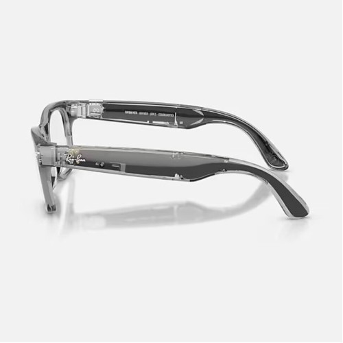 Умные очки Ray-Ban Wayfarer Gen 2 RW4012 (глянцевая прозрачно-серая оправа, линзы с синим автозатемнением), размер M - изображение 5