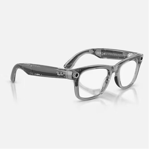 Умные очки Ray-Ban Wayfarer Gen 2 RW4012 (глянцевая прозрачно-серая оправа, линзы с синим автозатемнением), размер L - изображение 8