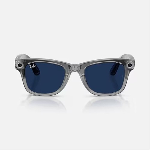 Умные очки Ray-Ban Wayfarer Gen 2 RW4012 (глянцевая прозрачно-серая оправа, линзы с синим автозатемнением), размер L - изображение 9