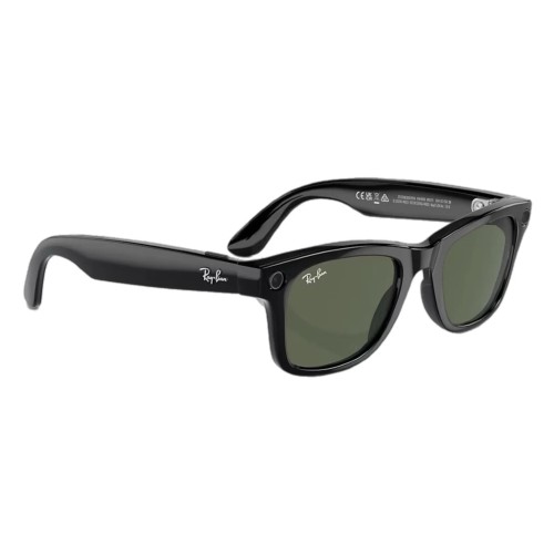Умные очки Ray-Ban Wayfarer RW4006 (Глянцевая чёрная оправа, линзы зелёные), размер M