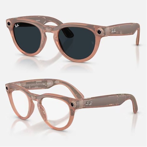 Умные очки Ray-Ban Headliner Gen 2 RW4013 (матовая персиковая оправа, линзы с серым затемнением)