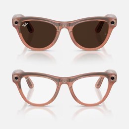 Умные очки Ray-Ban Skyler Gen 2 RW4014 (глянцевая персиковая оправа, линзы с коричневым автозатемнением) - изображение 4