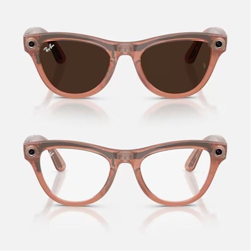 Умные очки Ray-Ban Skyler Gen 2 RW4014 (глянцевая персиковая оправа, линзы с коричневым автозатемнением) - изображение 4